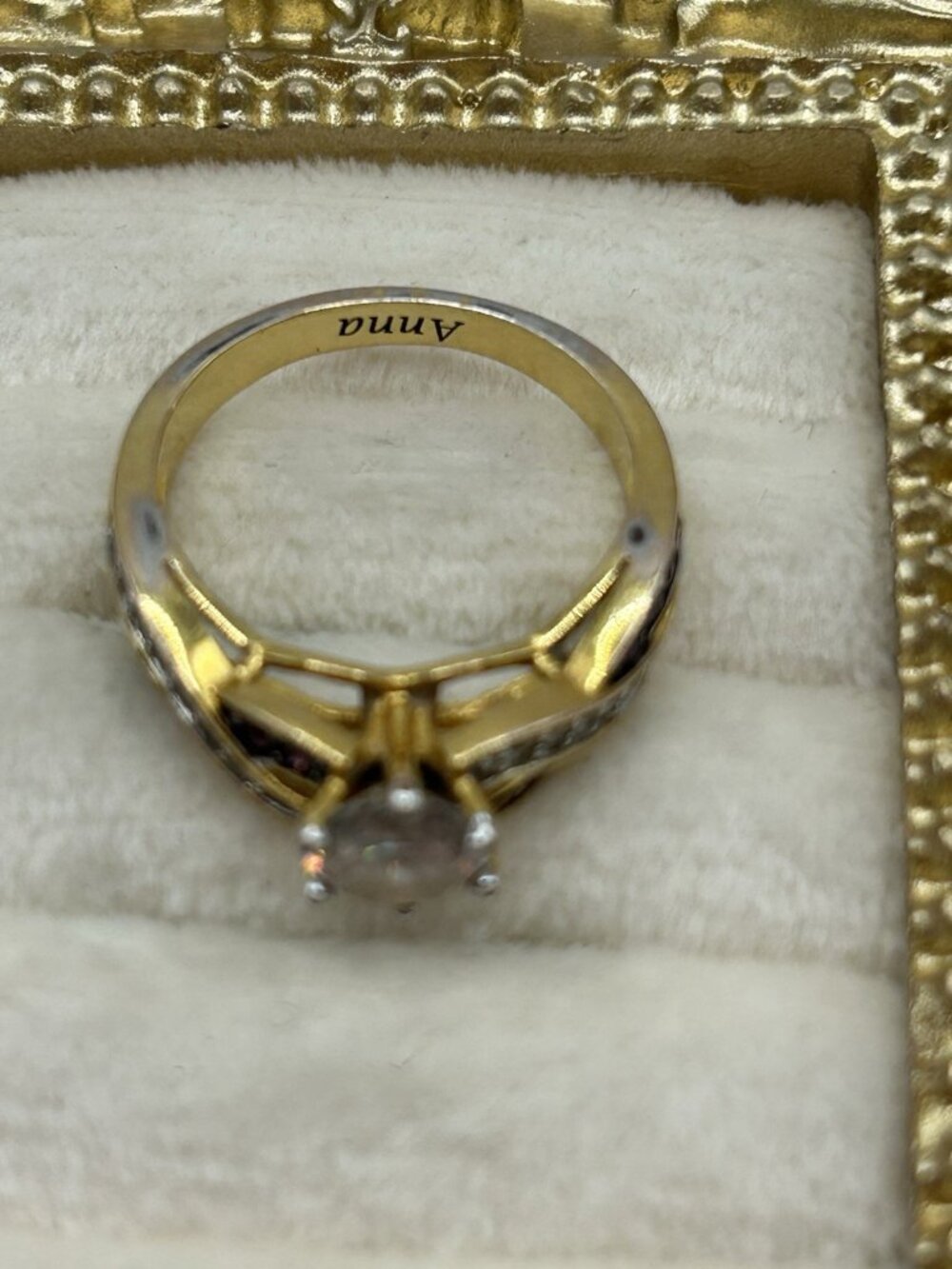 Danbury Mint Ring Purple Gold Tone Size 7 Personalize Name Anna Birthstone Gift - Picture 9 of 14